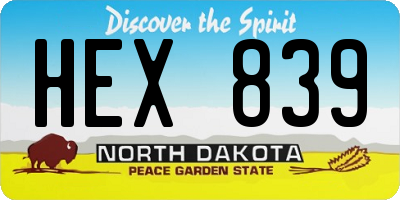 ND license plate HEX839