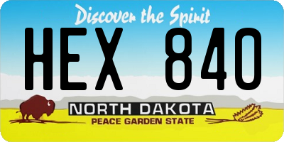 ND license plate HEX840