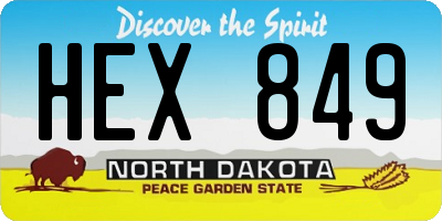 ND license plate HEX849