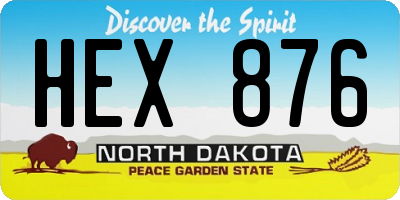 ND license plate HEX876