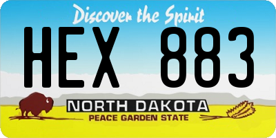 ND license plate HEX883
