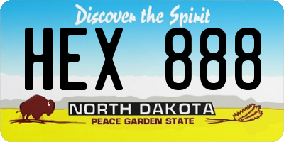 ND license plate HEX888