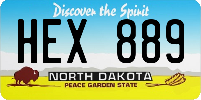 ND license plate HEX889