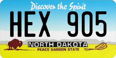 ND license plate HEX905