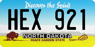 ND license plate HEX921