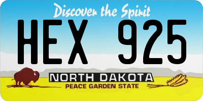 ND license plate HEX925