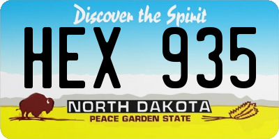 ND license plate HEX935