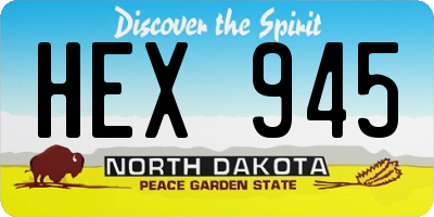 ND license plate HEX945