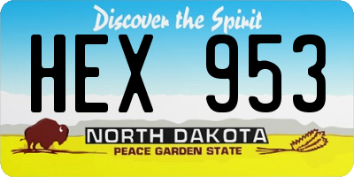 ND license plate HEX953