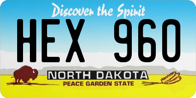 ND license plate HEX960