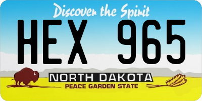 ND license plate HEX965