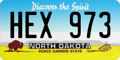 ND license plate HEX973