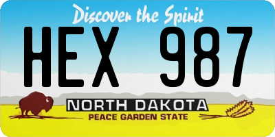 ND license plate HEX987