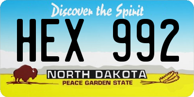 ND license plate HEX992