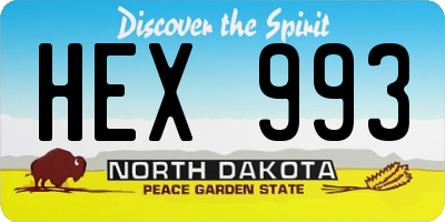 ND license plate HEX993