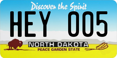 ND license plate HEY005
