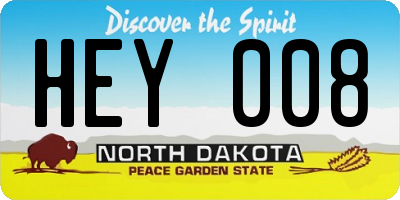 ND license plate HEY008