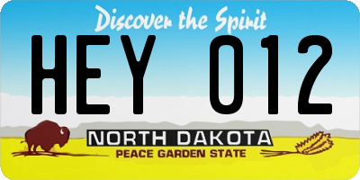 ND license plate HEY012