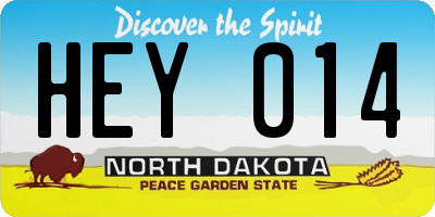 ND license plate HEY014
