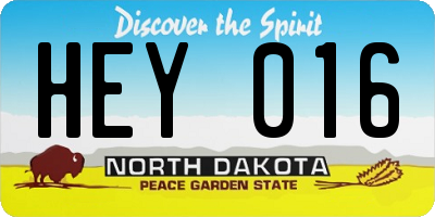 ND license plate HEY016