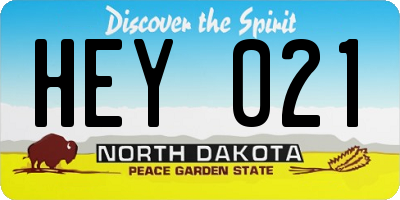 ND license plate HEY021
