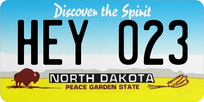 ND license plate HEY023