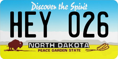 ND license plate HEY026