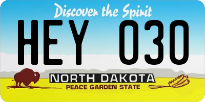 ND license plate HEY030