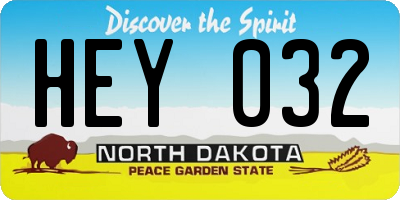 ND license plate HEY032