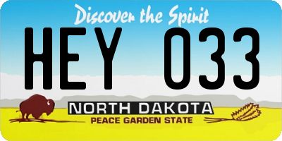 ND license plate HEY033
