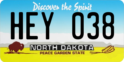ND license plate HEY038