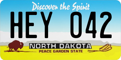 ND license plate HEY042