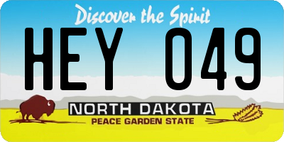 ND license plate HEY049