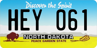 ND license plate HEY061