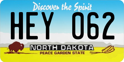 ND license plate HEY062