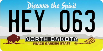 ND license plate HEY063