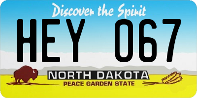 ND license plate HEY067