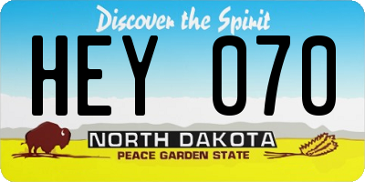 ND license plate HEY070