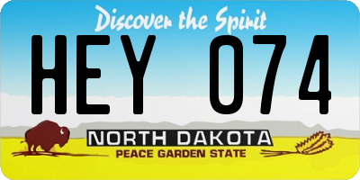 ND license plate HEY074