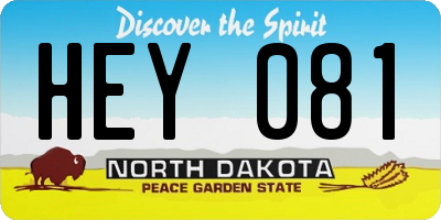 ND license plate HEY081
