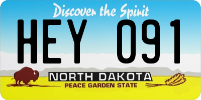 ND license plate HEY091