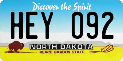 ND license plate HEY092