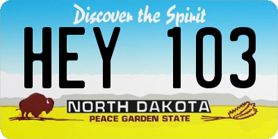 ND license plate HEY103