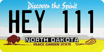 ND license plate HEY111
