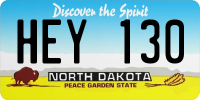 ND license plate HEY130