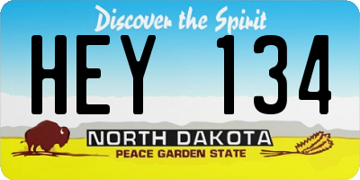 ND license plate HEY134