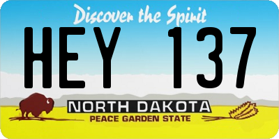 ND license plate HEY137