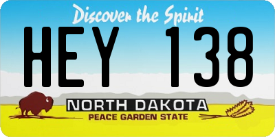 ND license plate HEY138