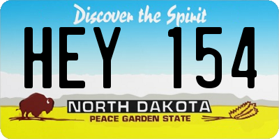 ND license plate HEY154