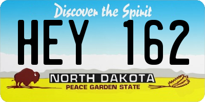 ND license plate HEY162